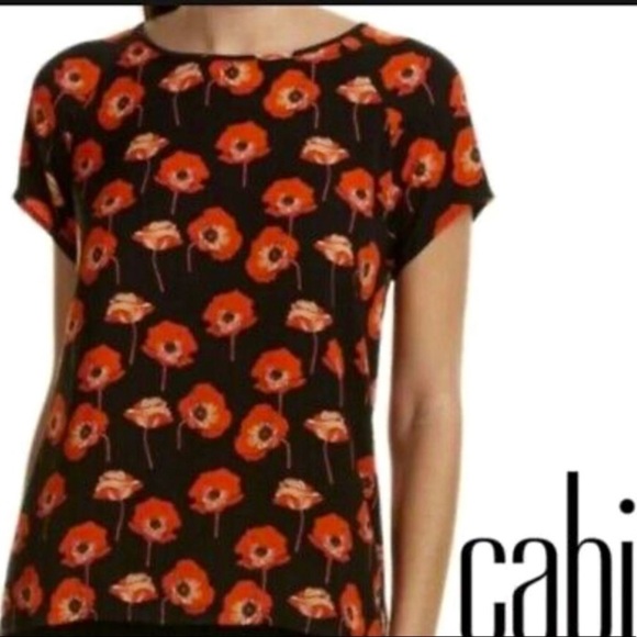 Cabi 3251 Flanders Poppy shirt blouse split back size medium - Picture 3 of 10